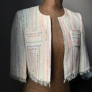 Trina Turk Cropped Jacket Iconic Tweed Sz 2